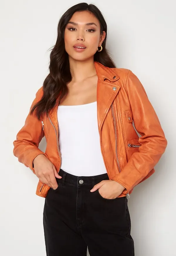 JOFAMA Kaley Leather Biker Orange 34