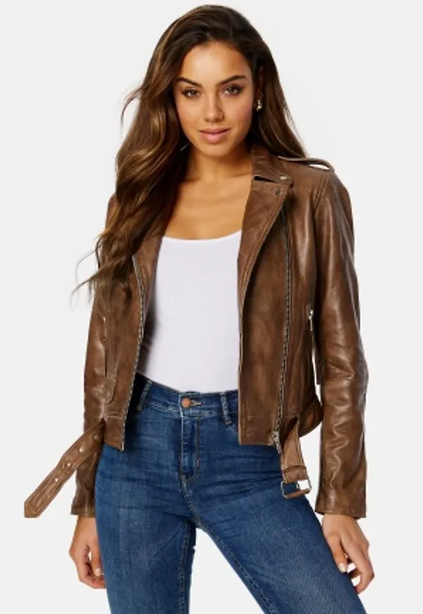 JOFAMA Rachel Leather Biker Cognac 34