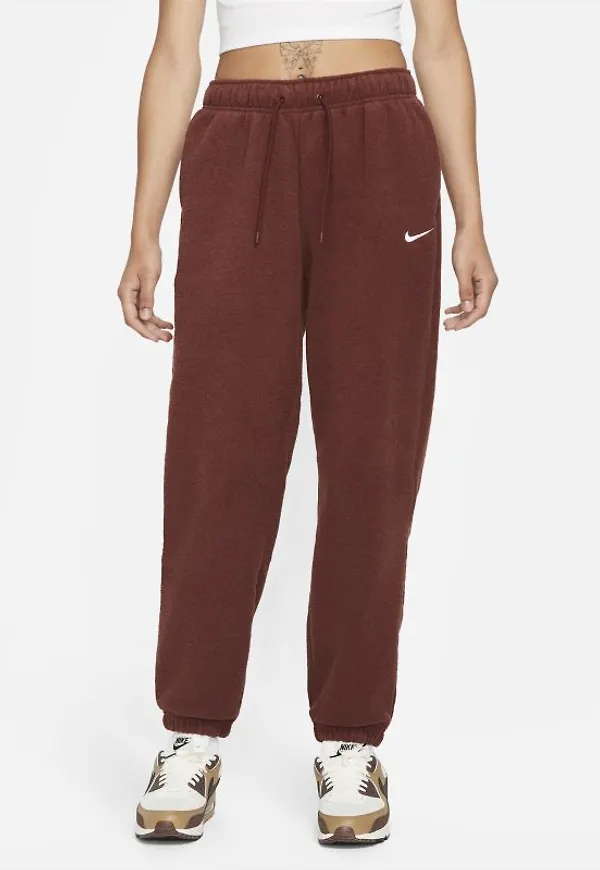Joggingbyxor Nike Sportswear Essentials Plush med hög midja för kvinnor - Brun