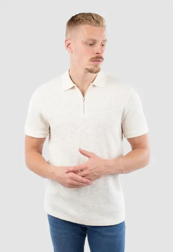 John Boucle Half Zip - Light Beige