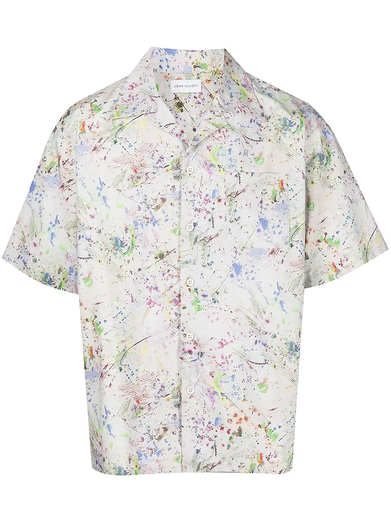 John Elliott Camp skjorta med målat tryck - Vit