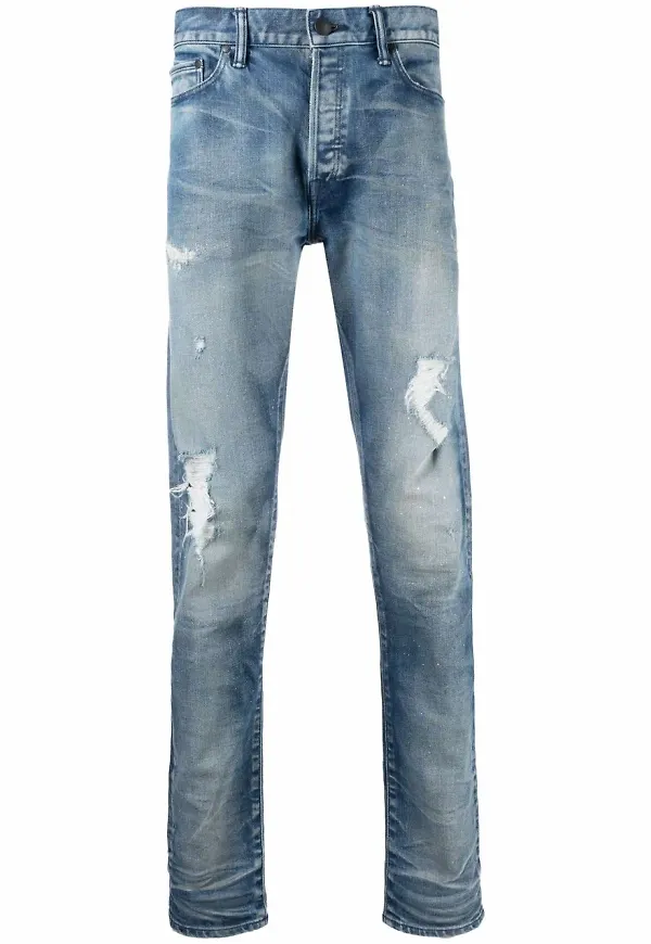 John Elliott jeans med slitning - Blå