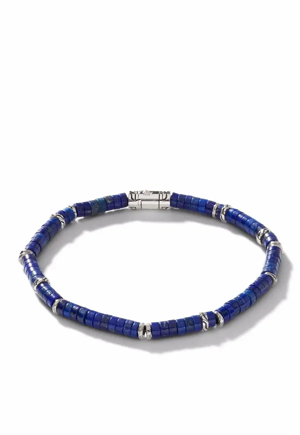 John Hardy Chain Heishi silverarmband - Blå