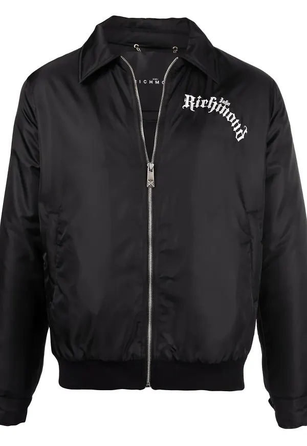 John Richmond bomberjacka med broderad logotyp - Svart