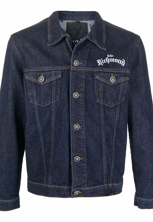 John Richmond jeansjacka med Playboy-tryck - Blå