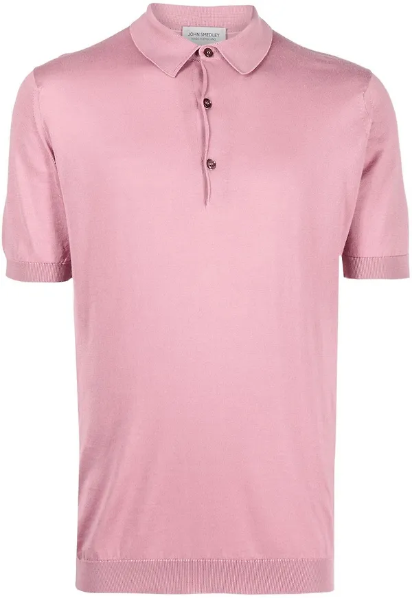 John Smedley finstickad kortärmad pikétröja - Rosa