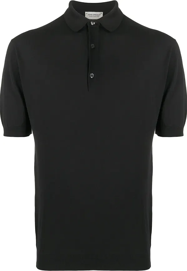 John Smedley kortärmad pikétröja - Svart