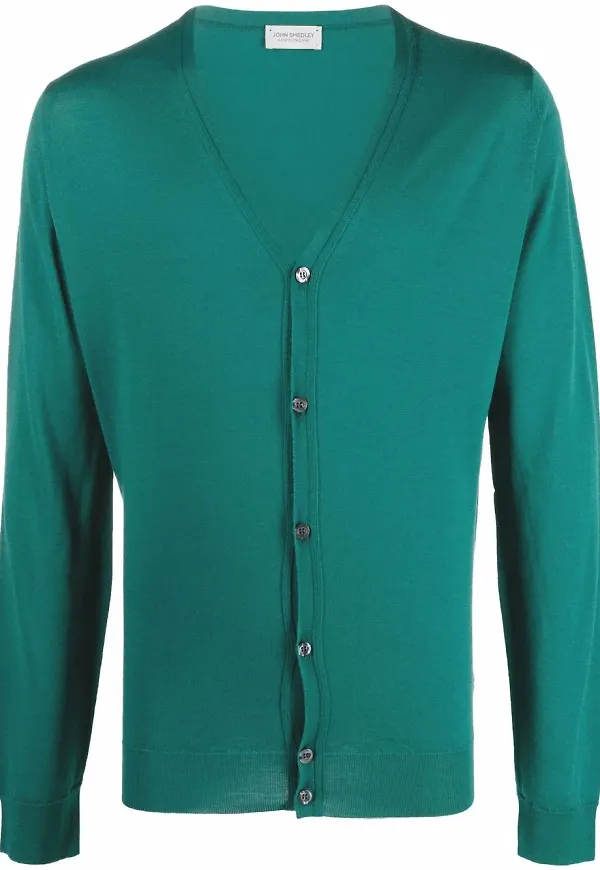John Smedley Petworth finstickad kofta - Grön