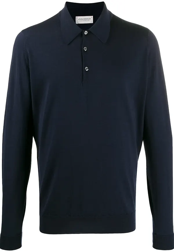 John Smedley stickad pikétröja - Blå