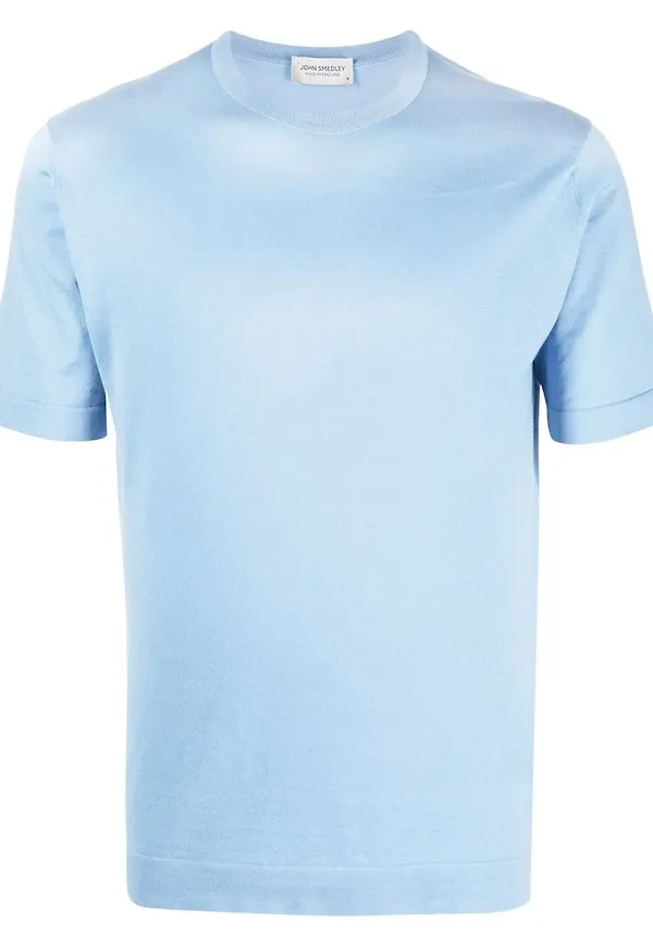 John Smedley stickad t-shirt - Blå