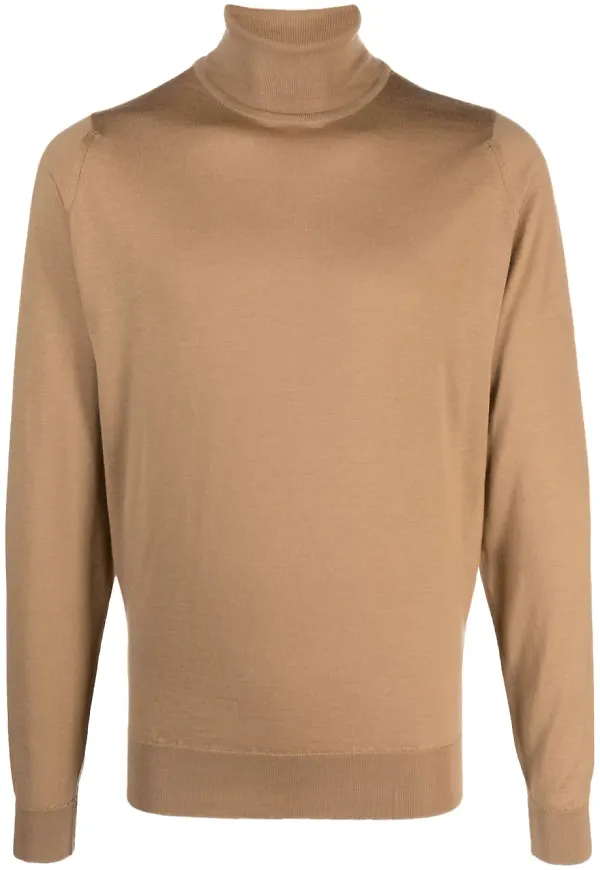 John Smedley tröja med rullkrage - Brun