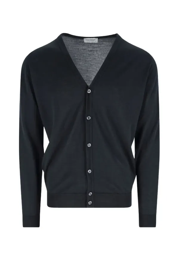John Smedley v-ringad kofta - Svart