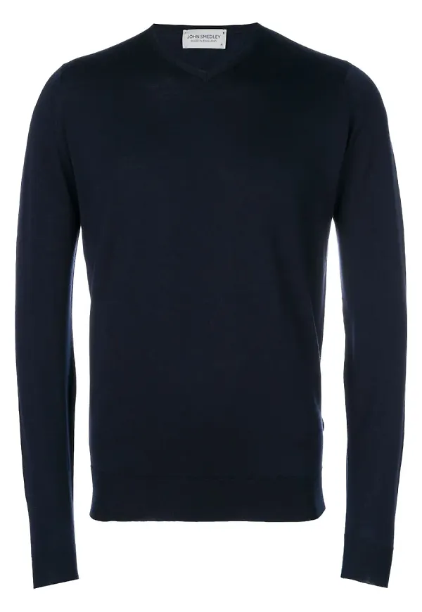 John Smedley v-ringad tröja - Blå