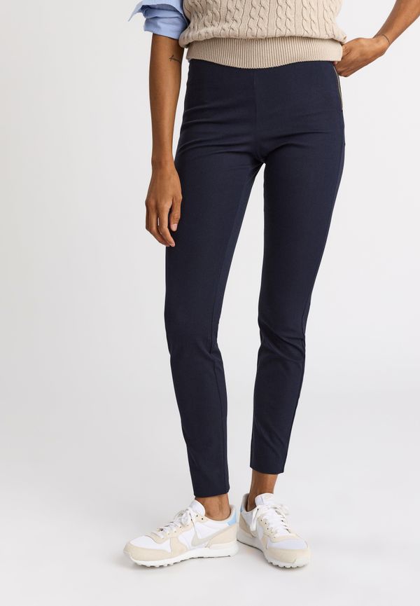 JONNA Marinblå slim high-waist byxa