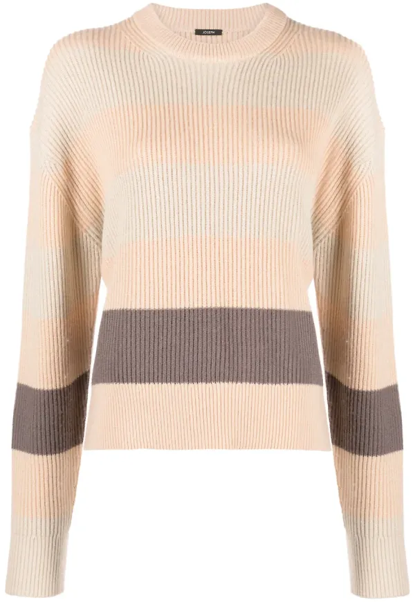 JOSEPH randig ribbstickad tröja - Neutral