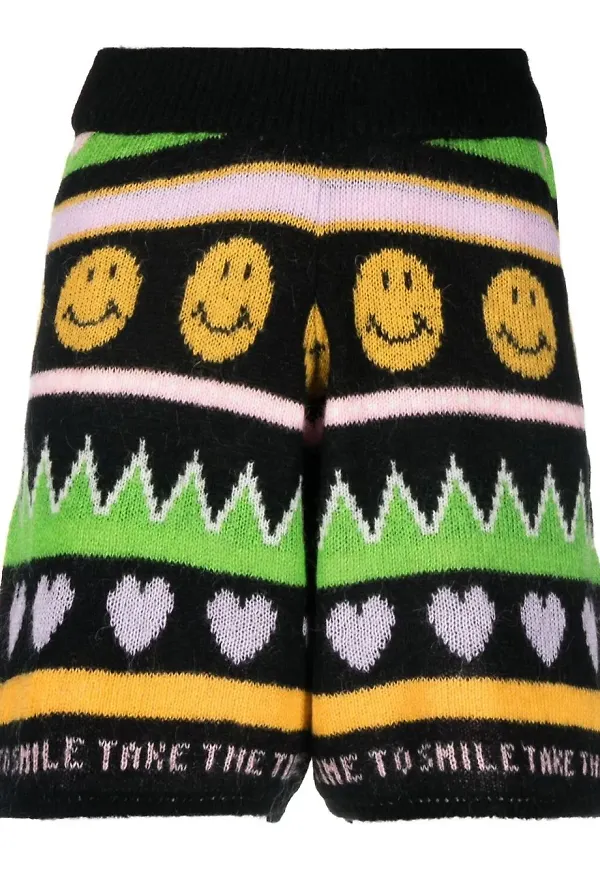 Joshua Sanders stickade shorts med grafiskt tryck - Svart