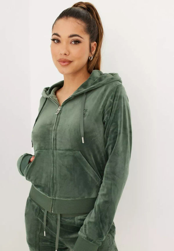 Juicy Couture - Hoodies - Dark Moss - Robertson Classic Velour Zip Trough Hoodie - Tröjor