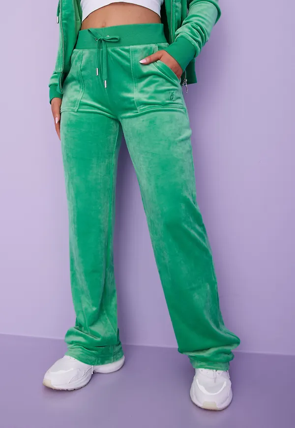 Juicy Couture - Mjukisbyxor - Gumdrop Green - Del Ray Classic Velour Pant - Byxor & Shorts