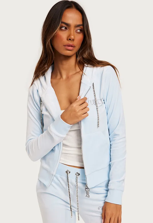 Juicy Couture - Blå - Diamante Trim Robertson Hoodie
