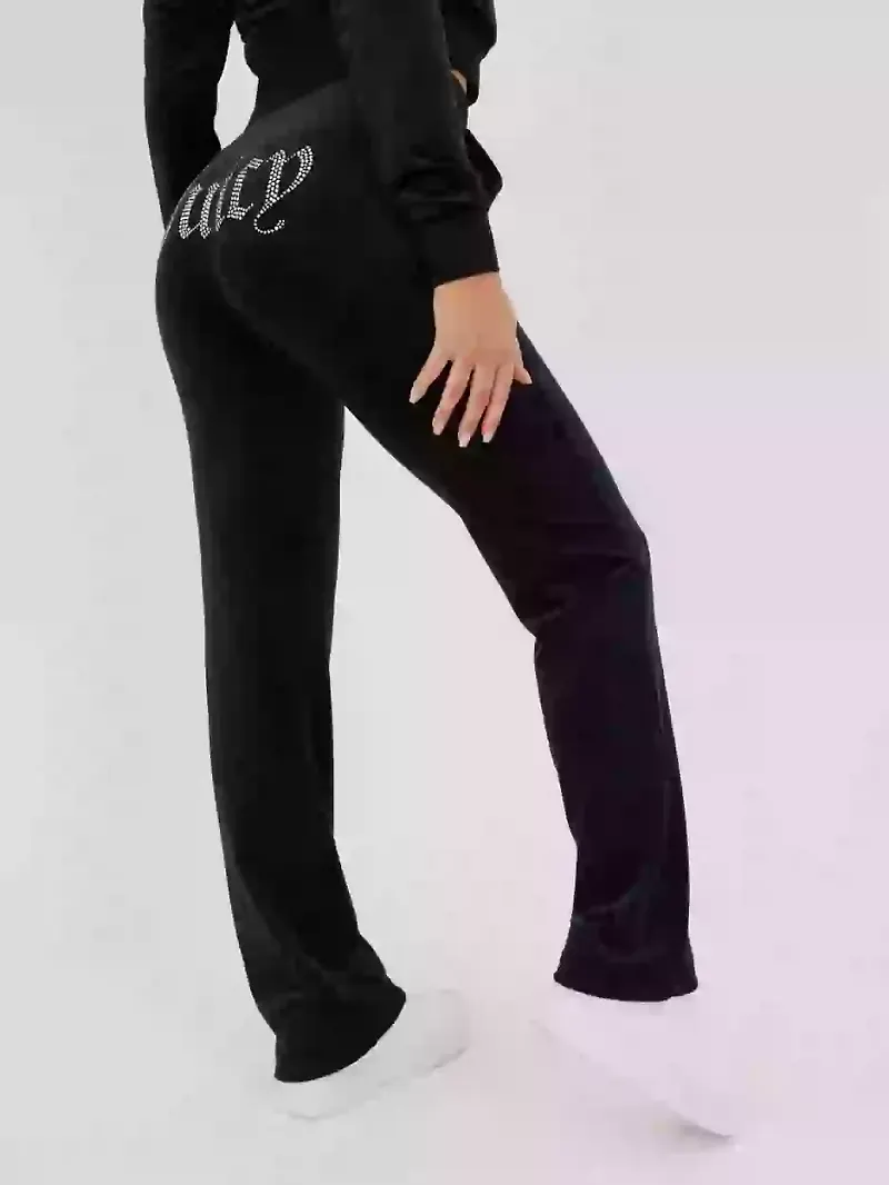 Juicy Couture Del Ray Diamante Track Pant Velour byxor Black