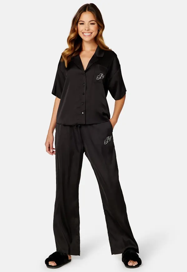 Juicy Couture Paula Solid Satin Trouser Black L
