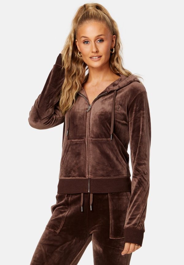 Juicy Couture Robertson Classic Velour Hoodie Bitter Chocolate L