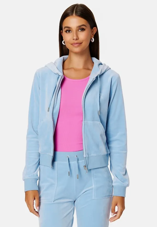 Juicy Couture Robertson Classic Velour Hoodie Della Robia Blue L