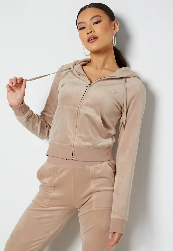 Juicy Couture Robertson Classic Velour Hoodie Warm Taupe XL