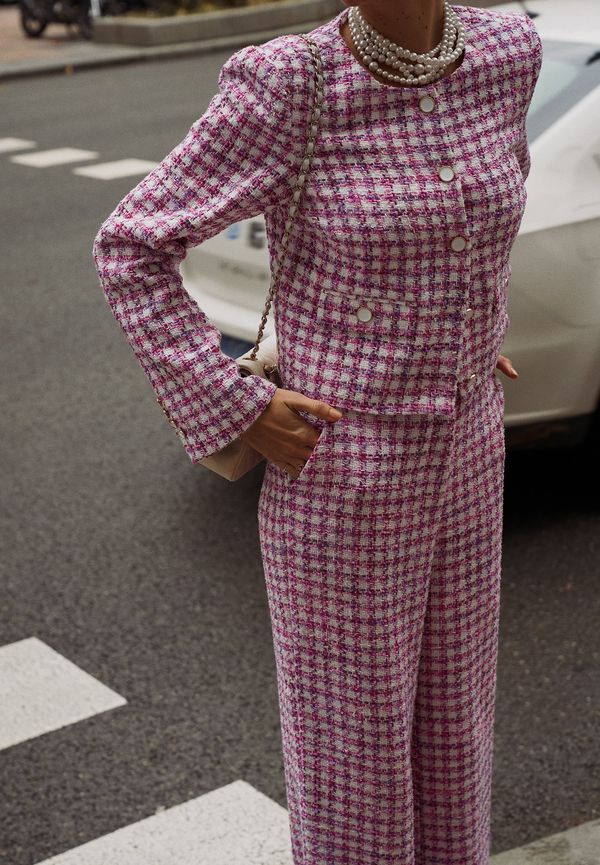 Juliesfi x NA-KD Kostymbyxor med hög midja - Checkered