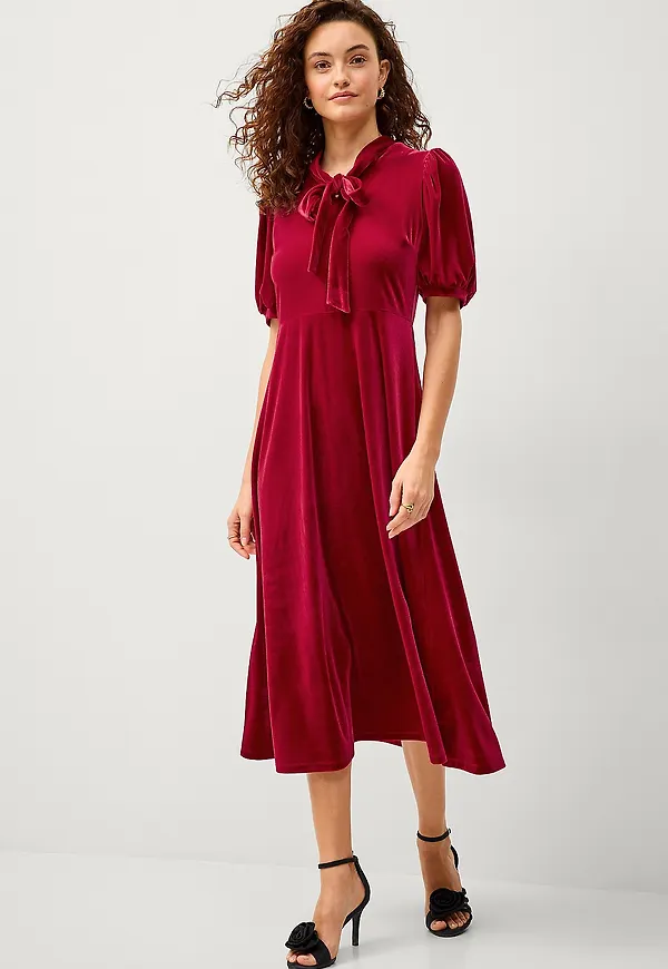 Jumperfabriken - Sammetsklänning Selda Dress - Röd