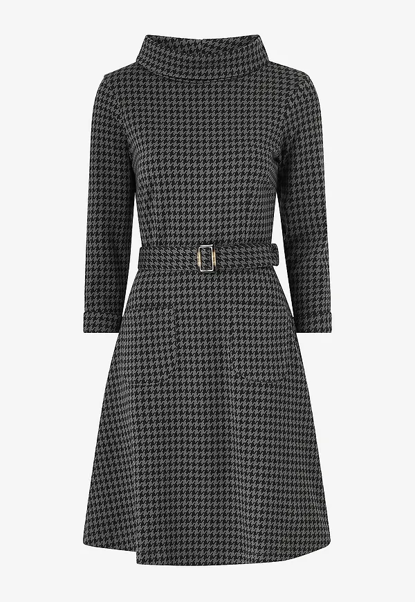 Jumperfabriken - Klänning Kim Houndstooth Dress - Grå