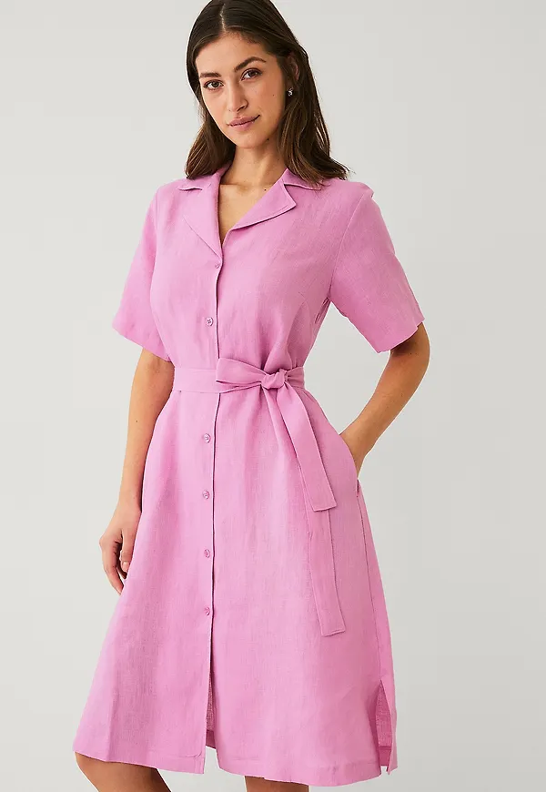 Jumperfabriken - Linneklänning Hellvi Dress - Rosa
