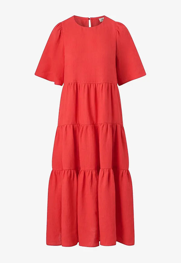 Jumperfabriken - Linneklänning Judith Dress - Röd