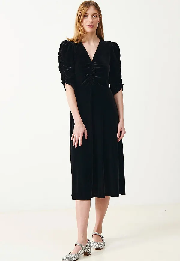 Jumperfabriken - Sammetsklänning Kali Dress - Svart