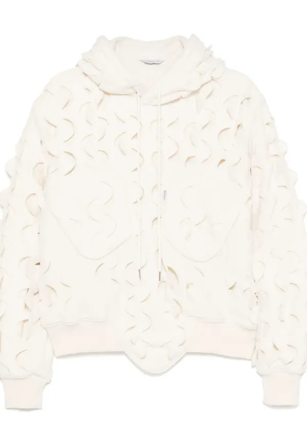 JUNTAE KIM laserskuren hoodie i fleece - Neutral