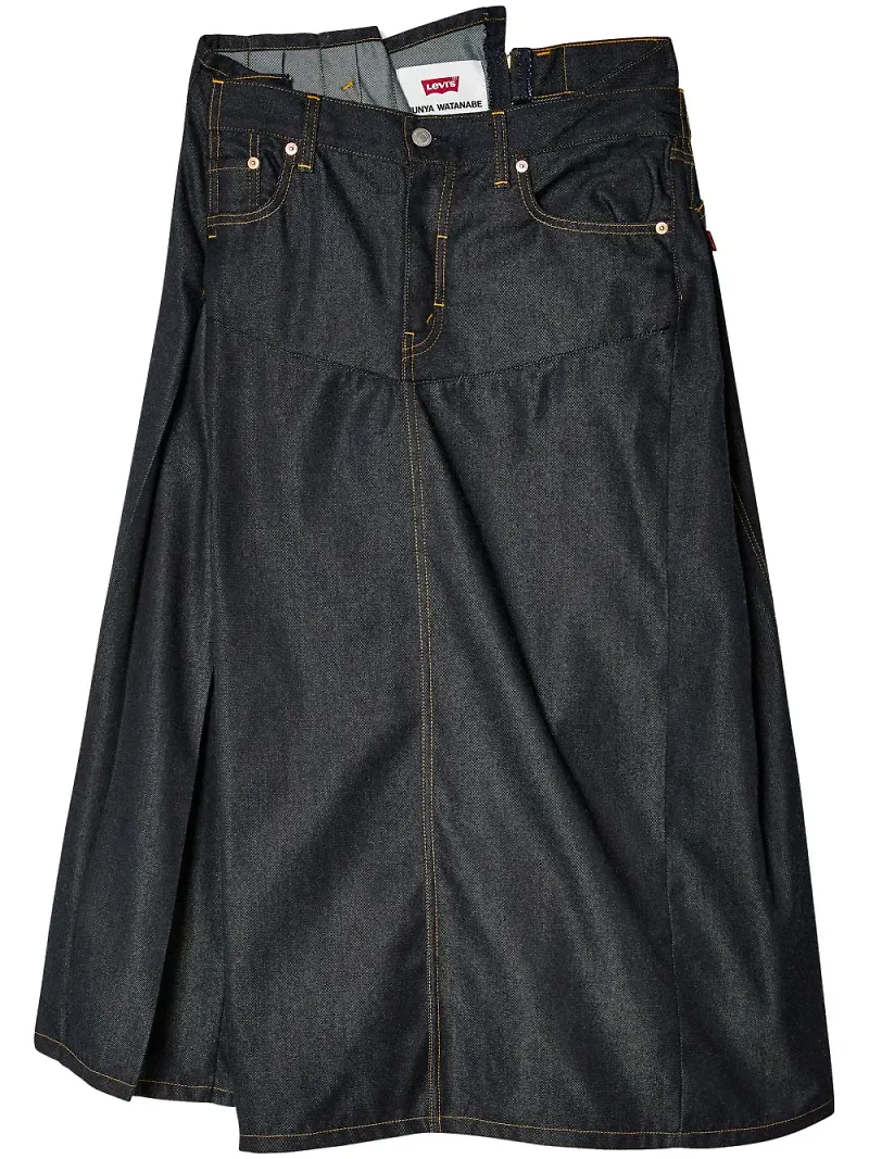 Junya Watanabe asymmetrisk jeanskjol - Blå