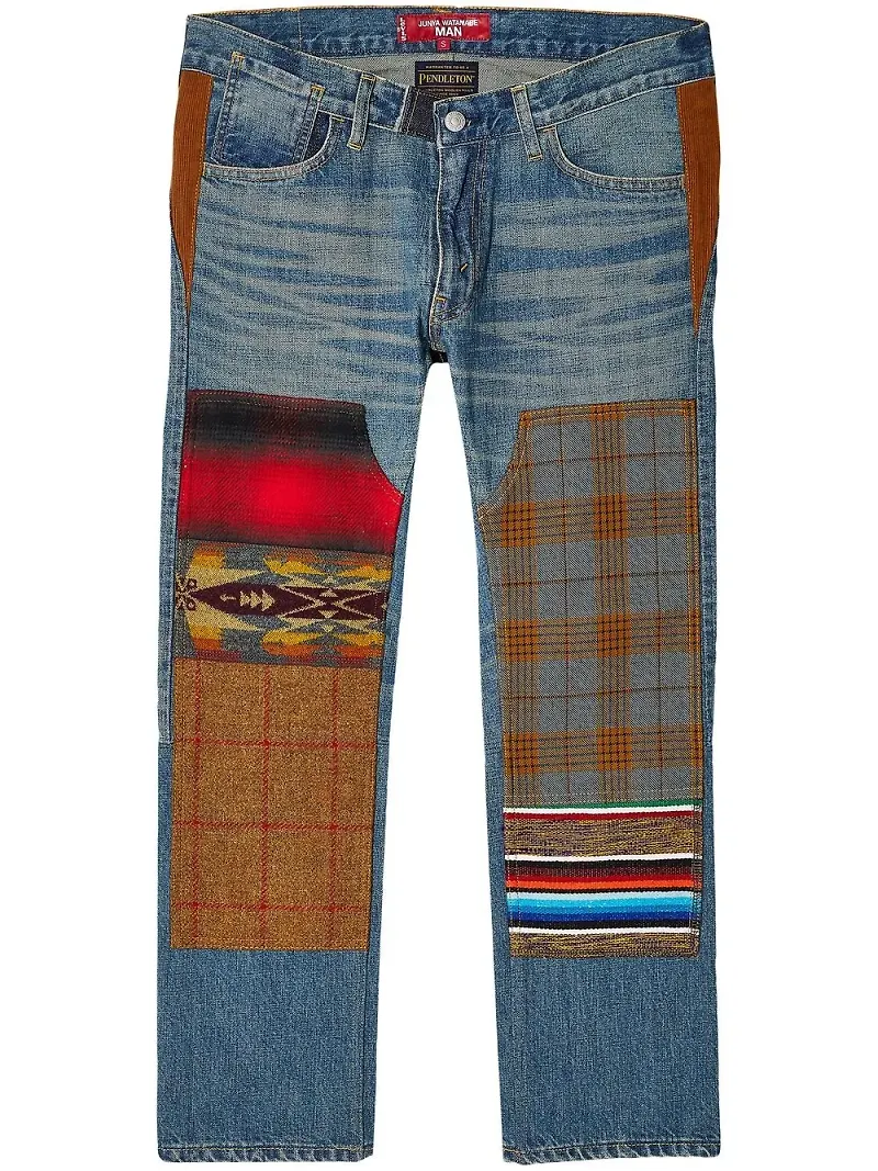 Junya Watanabe MAN jeans med lappdesign - Blå