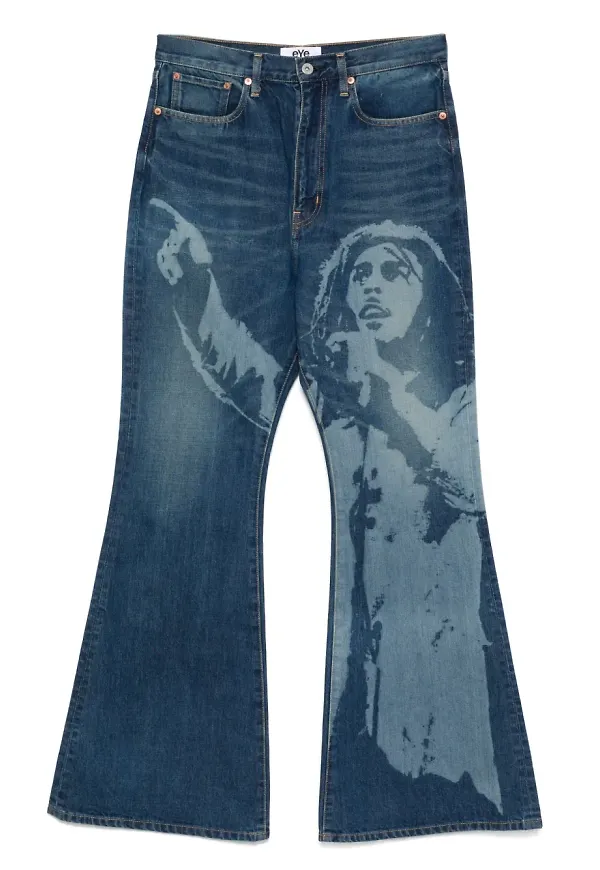 Junya Watanabe MAN mönstrade jeans - Blå