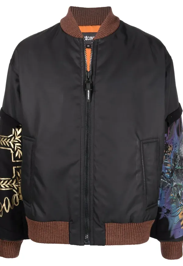 Just Cavalli bomberjacka med lappdesign - Svart