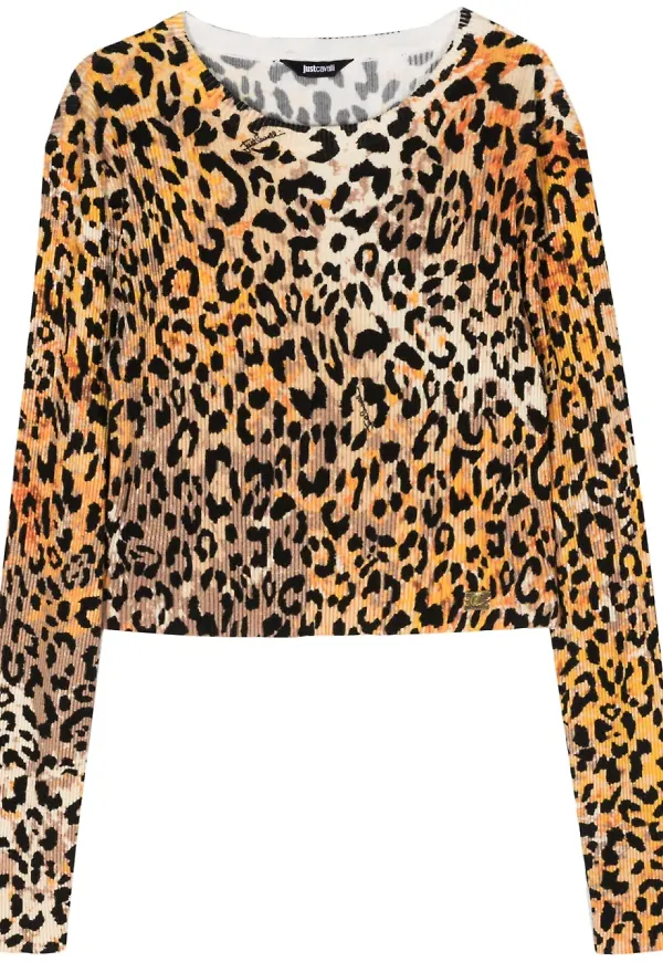 Just Cavalli djurmönstrat stickat linne - Brun