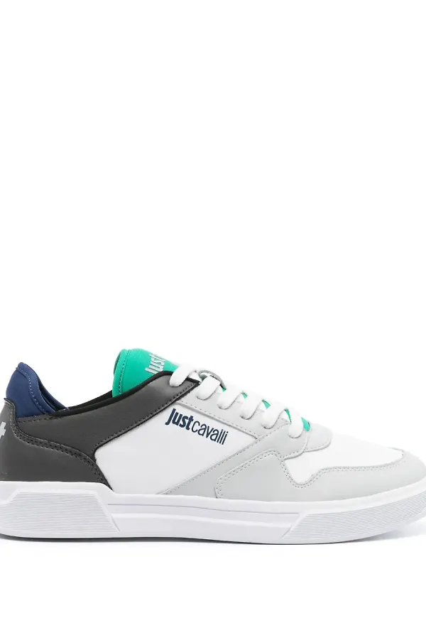 Just Cavalli lädersneakers med panel - Vit