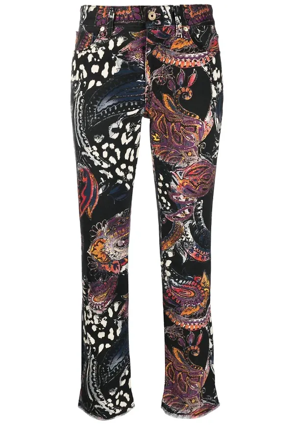 Just Cavalli paisleymönstrade straight-jeans - Svart