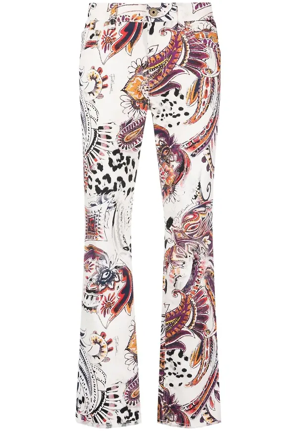 Just Cavalli paisleymönstrade straight-jeans - Vit