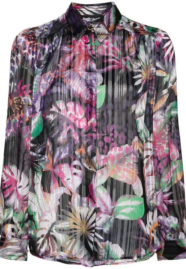 Just Cavalli sidenskjorta med tryck - Lila