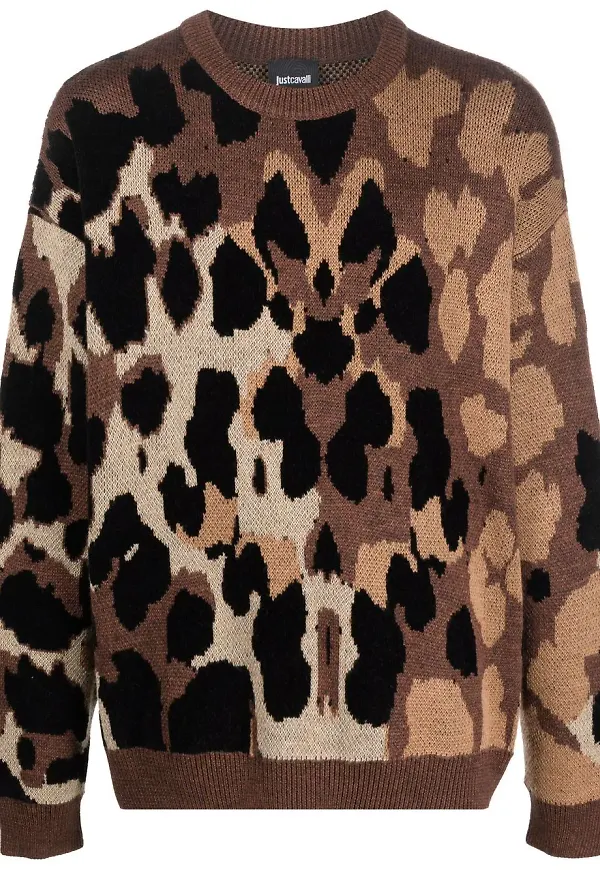 Just Cavalli stickad djurmönstrad tröja - Brun