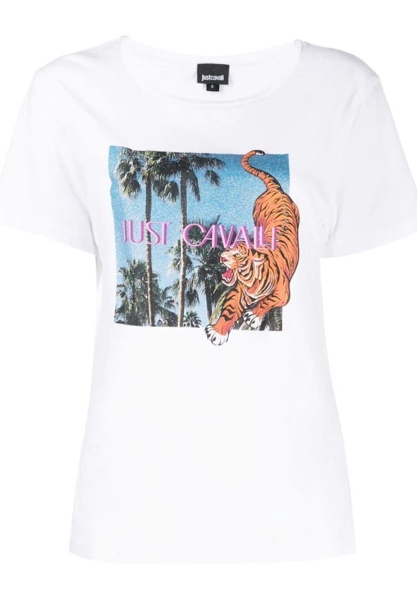 Just Cavalli t-shirt med logotyp - Vit