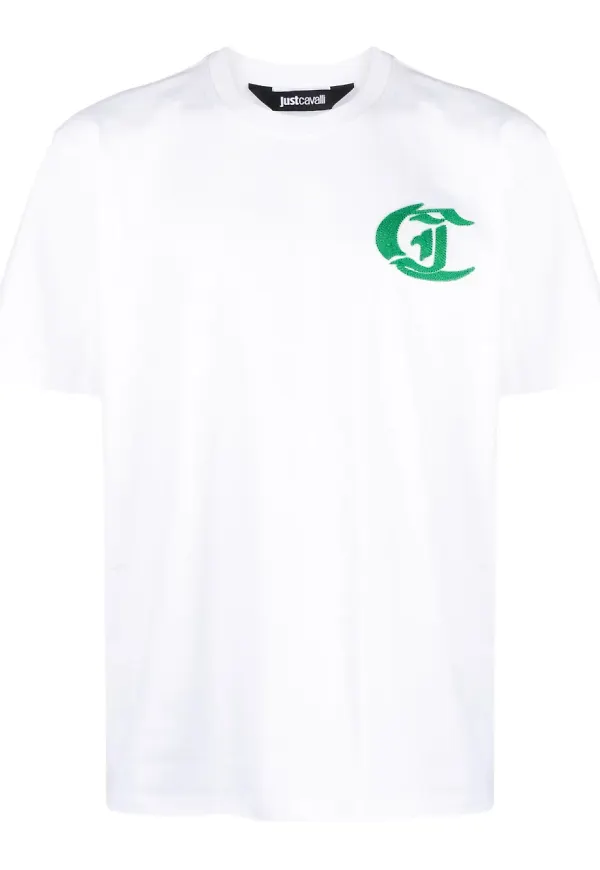 Just Cavalli t-shirt med broderad slogan - Vit