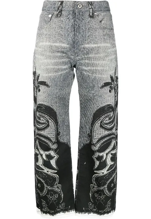 Just Cavalli tvåfärgade croppade jeans - Grå