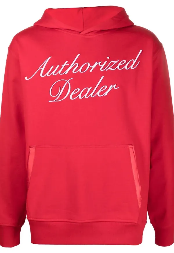 Just Don hoodie med slogan - Röd