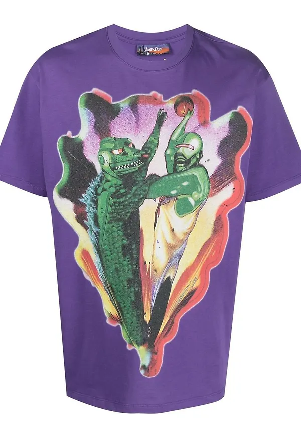 Just Don t-shirt med serietryck - Lila